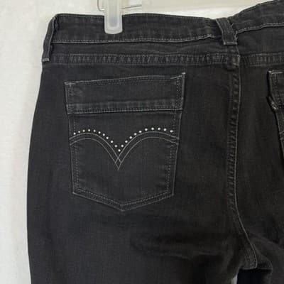 Levis 515 Boot Cut Jeans Womens 12/32 Black Rhinestone Mid Rise Stretch Denim - Thumbnail 7