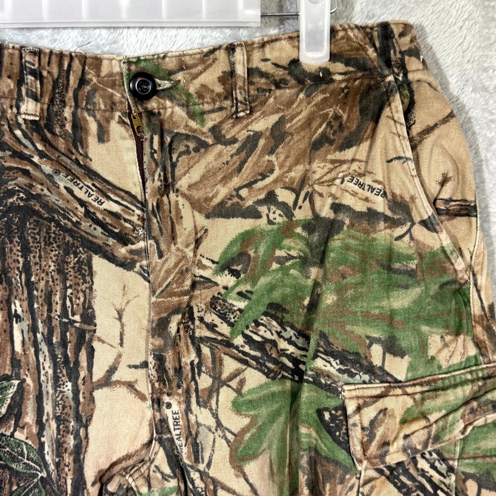 Rattlers Brand Cargo Pants Men 32 Brown Camo Cotton Hunting Outdoor Drawstring - Thumbnail 4