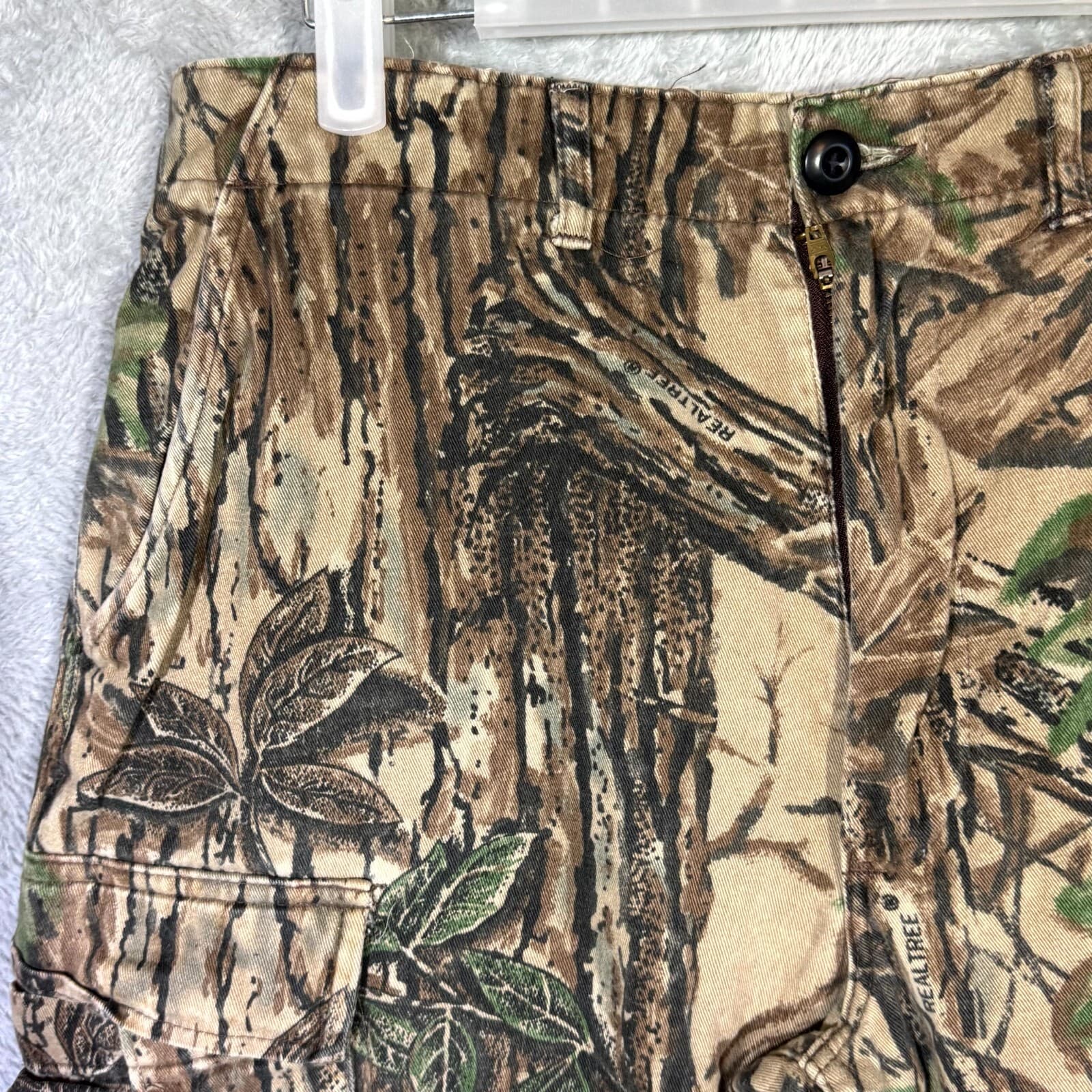 Rattlers Brand Cargo Pants Men 32 Brown Camo Cotton Hunting Outdoor Drawstring - Thumbnail 3