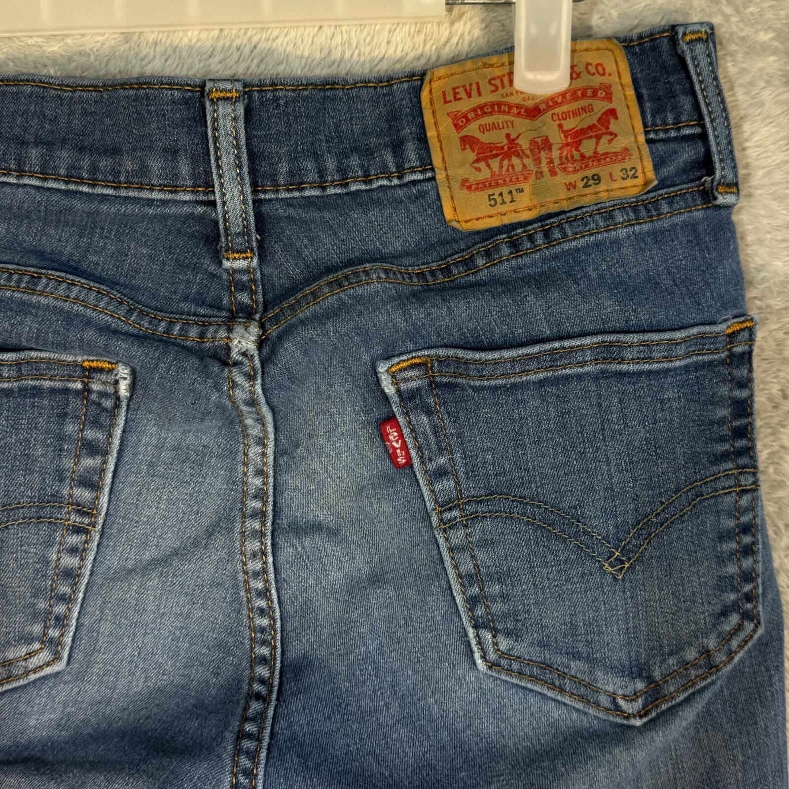 Levi’s 511 Mens Jeans Straight Leg 29x32 Blue Stretch Denim Medium Wash - Thumbnail 8