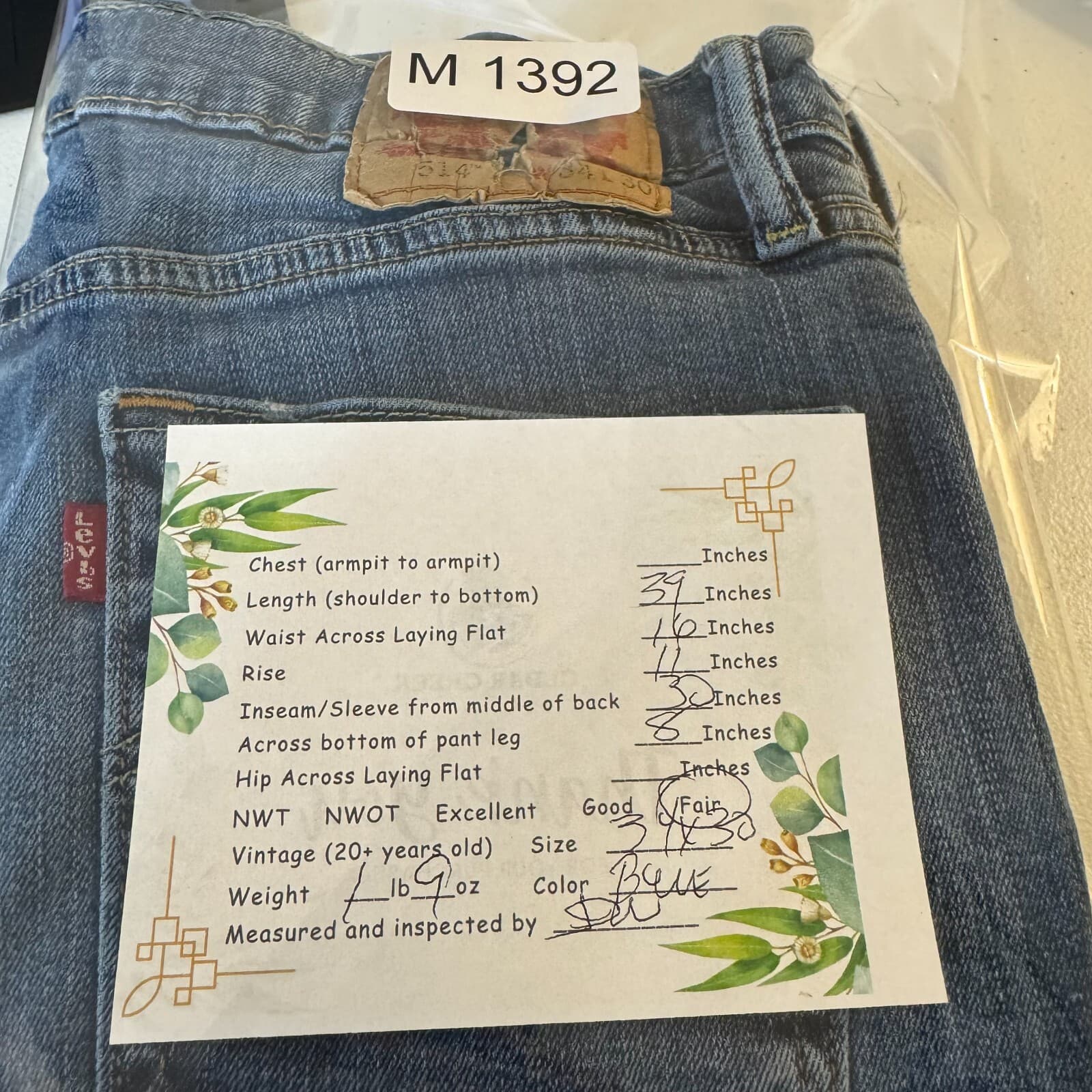 Levi’s 514 Men’s Jeans Straight Leg 34x30 Blue Denim Mid Rise 100% Cotton - Thumbnail 10