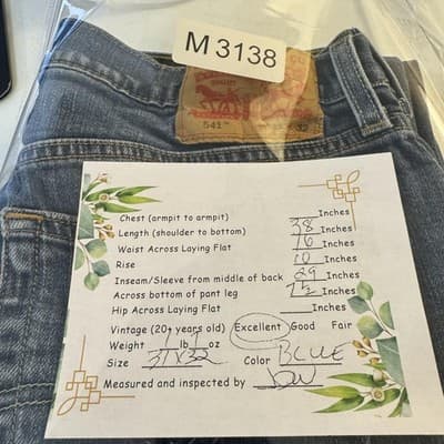 Levis 541 Jeans Mens 32x29 (31x32) Blue Athletic Taper Stretch Denim Medium Wash - Thumbnail 11