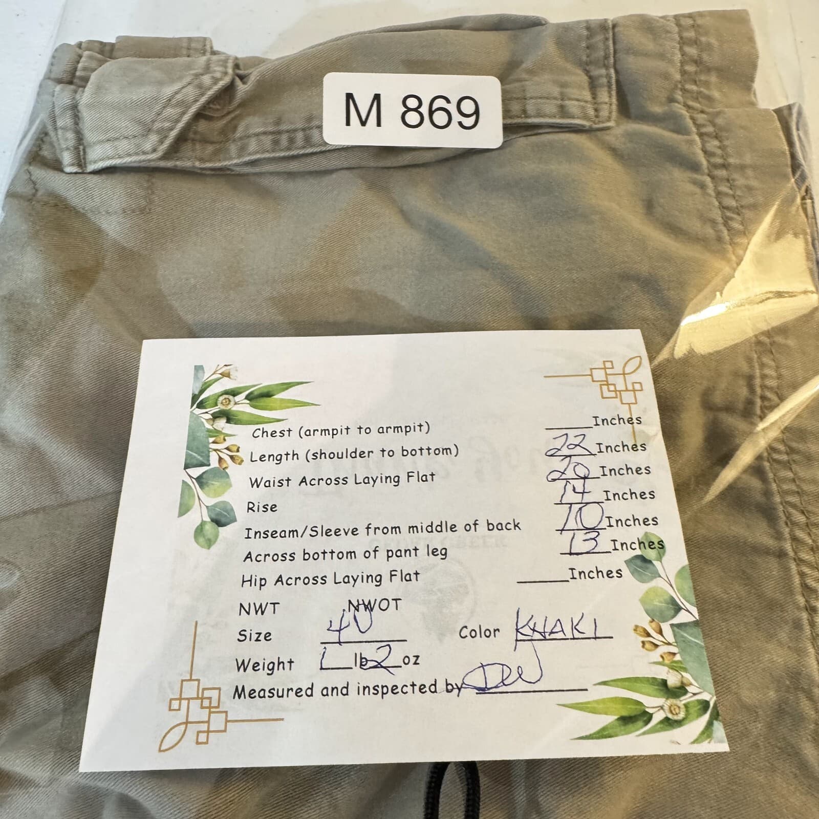 Wrangler Hero Shorts Men’s 40 Khaki Cargo 100% Cotton Outdoor Workwear Zip Fly - Thumbnail 9