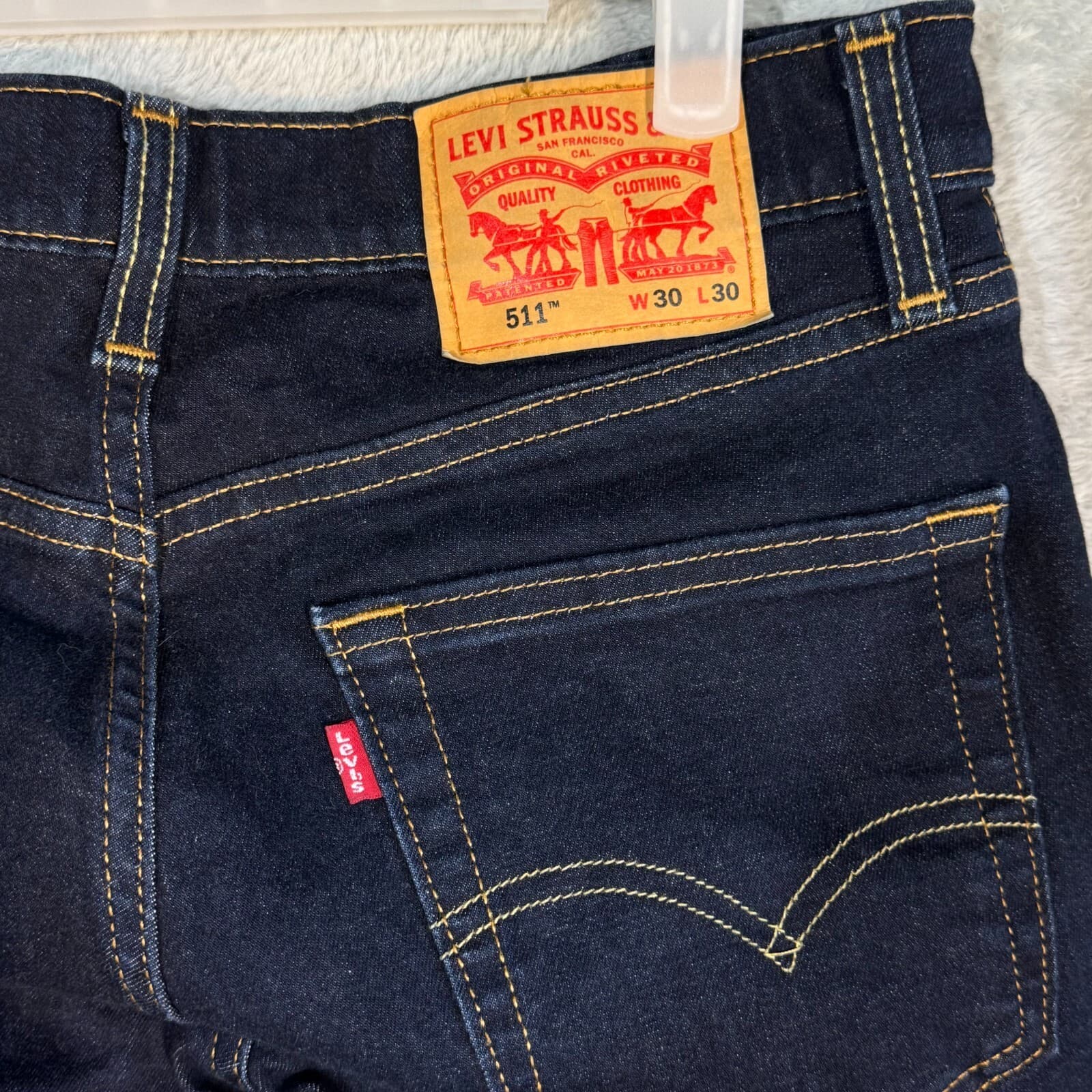 Levi’s 511 Mens Jeans Straight Leg 30x30 Blue Stretch Denim Dark Wash - Thumbnail 7