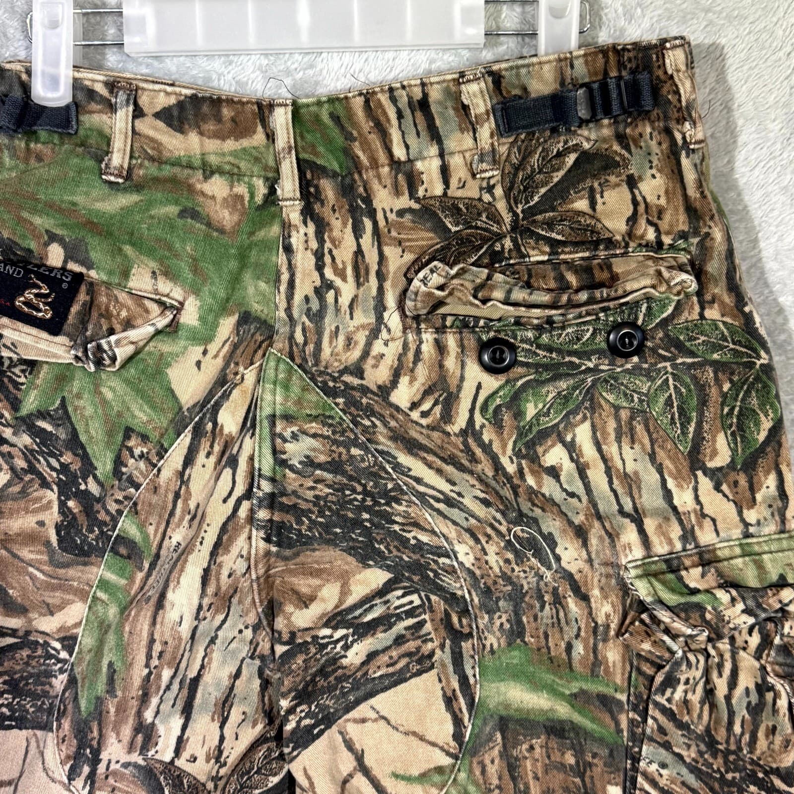 Rattlers Brand Cargo Pants Men 32 Brown Camo Cotton Hunting Outdoor Drawstring - Thumbnail 7