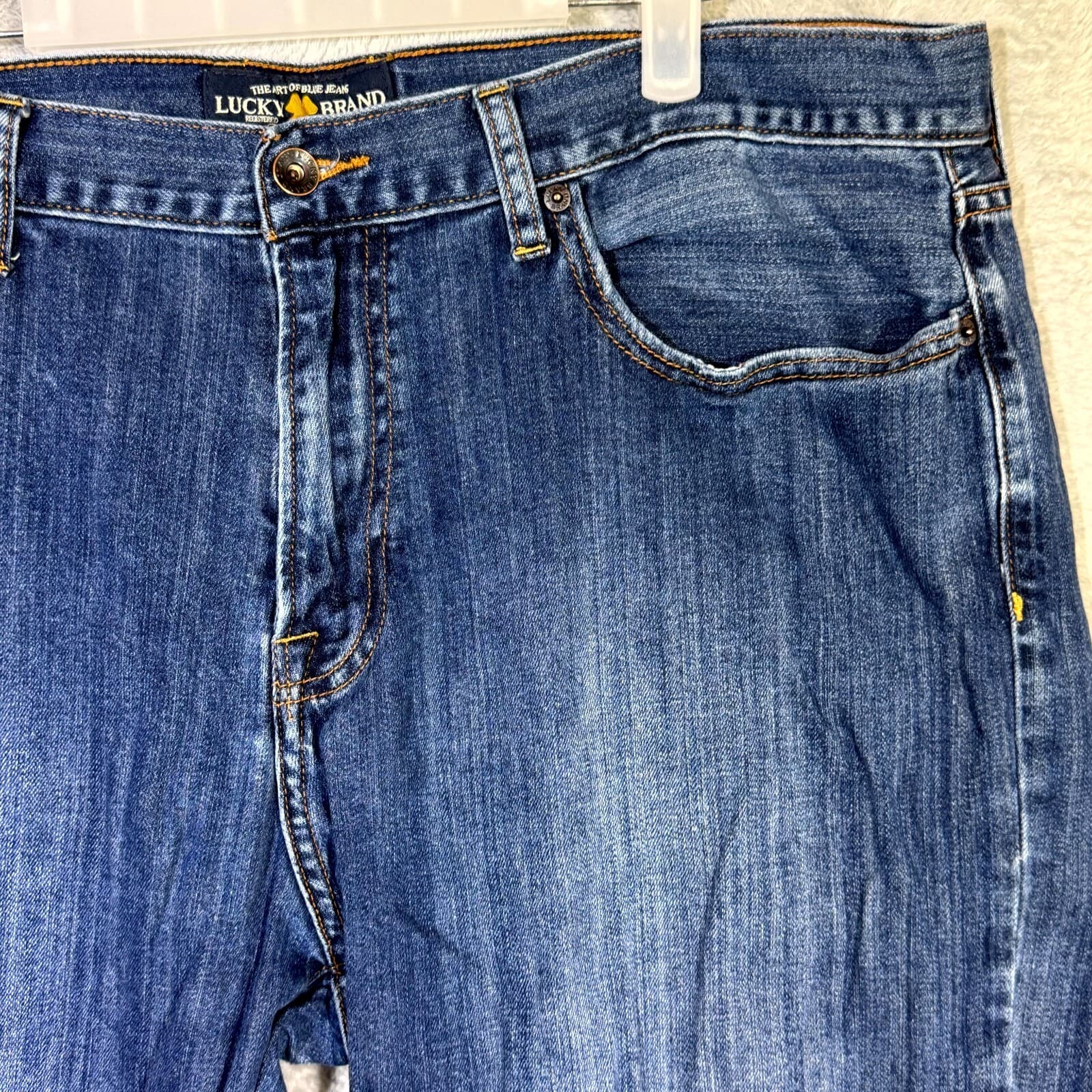 Lucky Brand 361 Jeans Men 40X30 Blue Denim Vintage Straight Leg Mid-Rise Stretch - Thumbnail 4