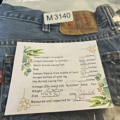 Levis 560 Jeans Mens 46x30 (46x29) Blue Medium Wash Relaxed Tapered Leg Denim - Thumbnail 9