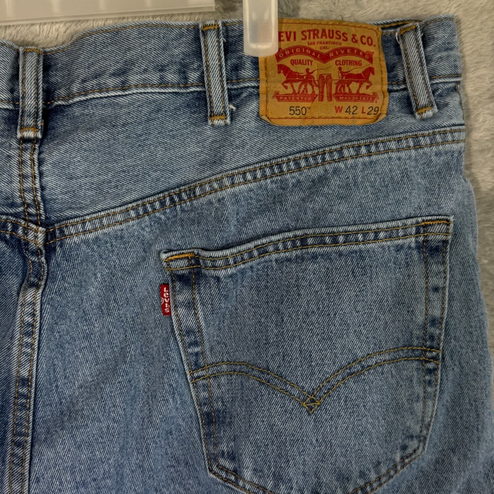 Levi’s 550 Men’s Jeans 42x29 Relaxed Straight Blue Denim Medium Wash - Thumbnail 7