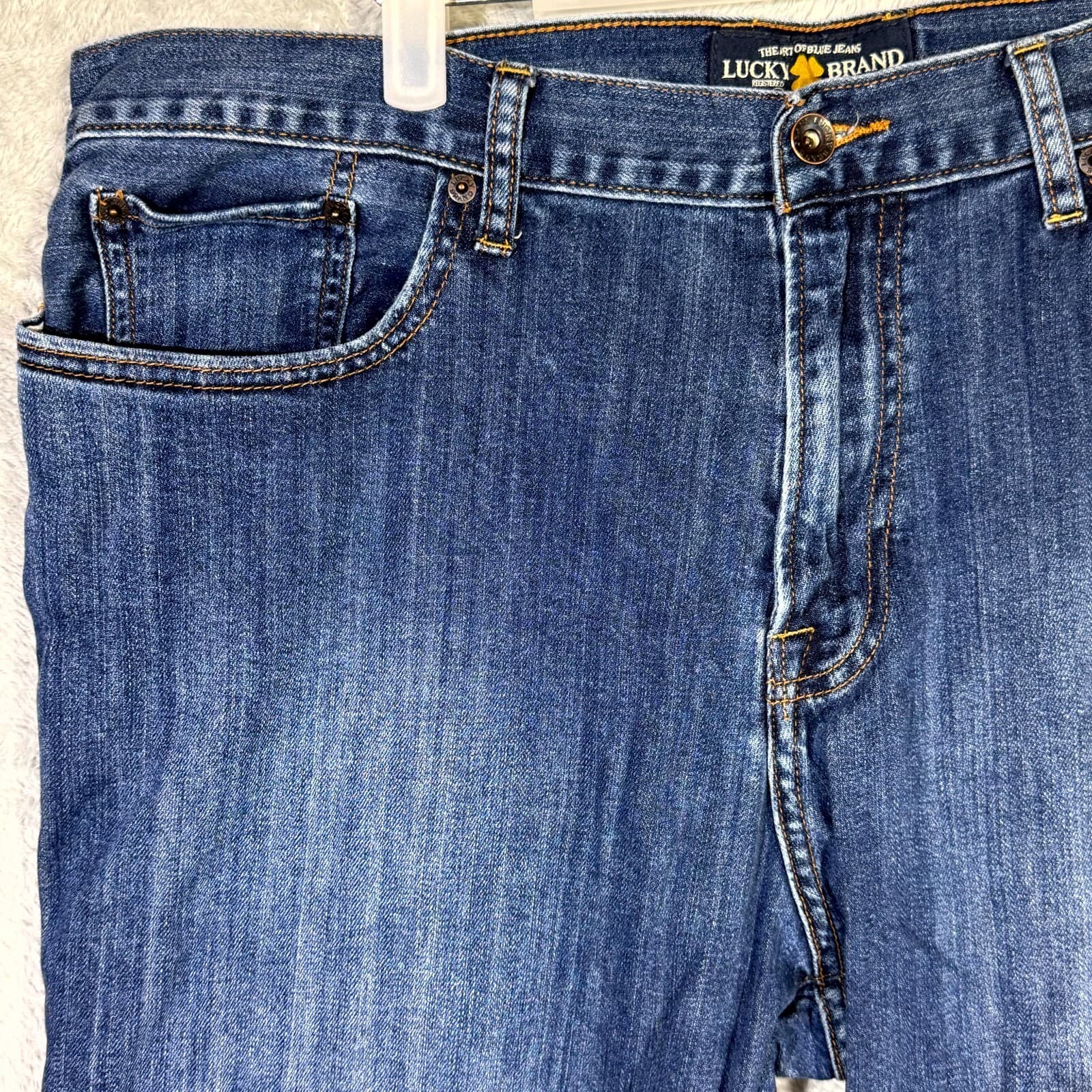 Lucky Brand 361 Jeans Men 40X30 Blue Denim Vintage Straight Leg Mid-Rise Stretch - Thumbnail 3
