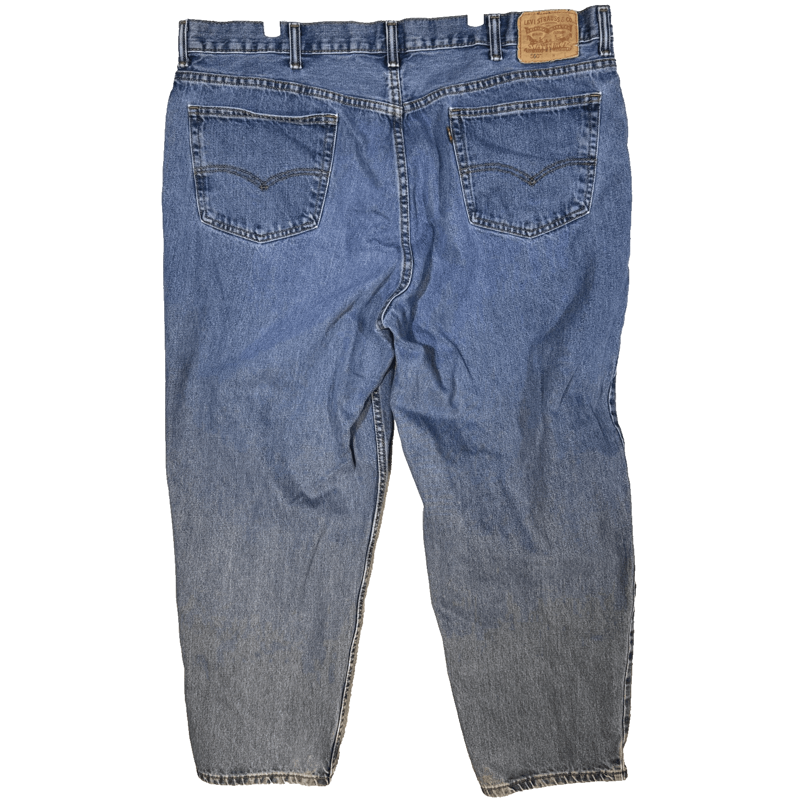 Levis 560 Jeans Mens 46x30 (46x29) Blue Medium Wash Relaxed Tapered Leg Denim - Thumbnail 2