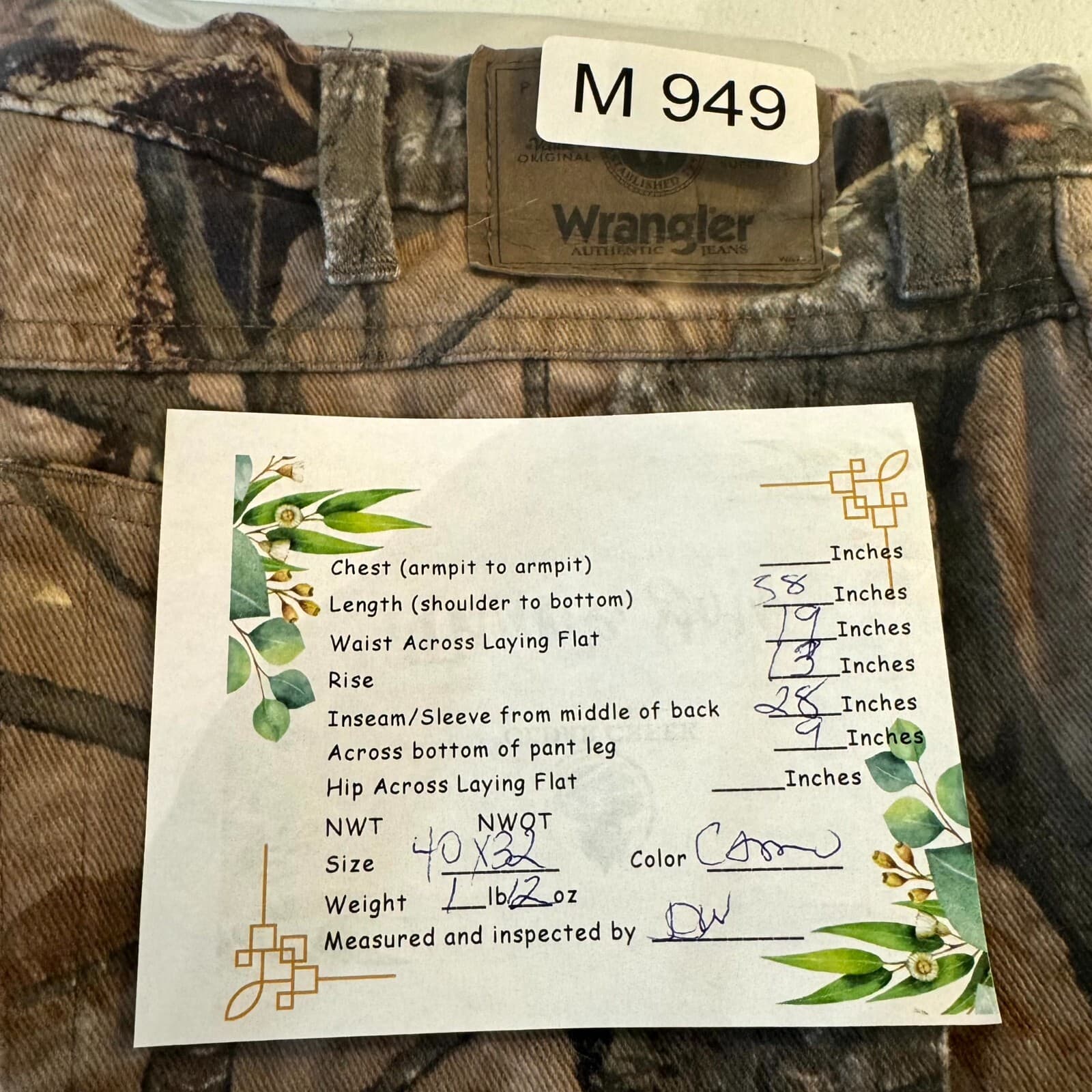 Wrangler Authentics Jeans Men 40X32 Brown Camo Cotton Relaxed Fit Straight Leg - Thumbnail 9