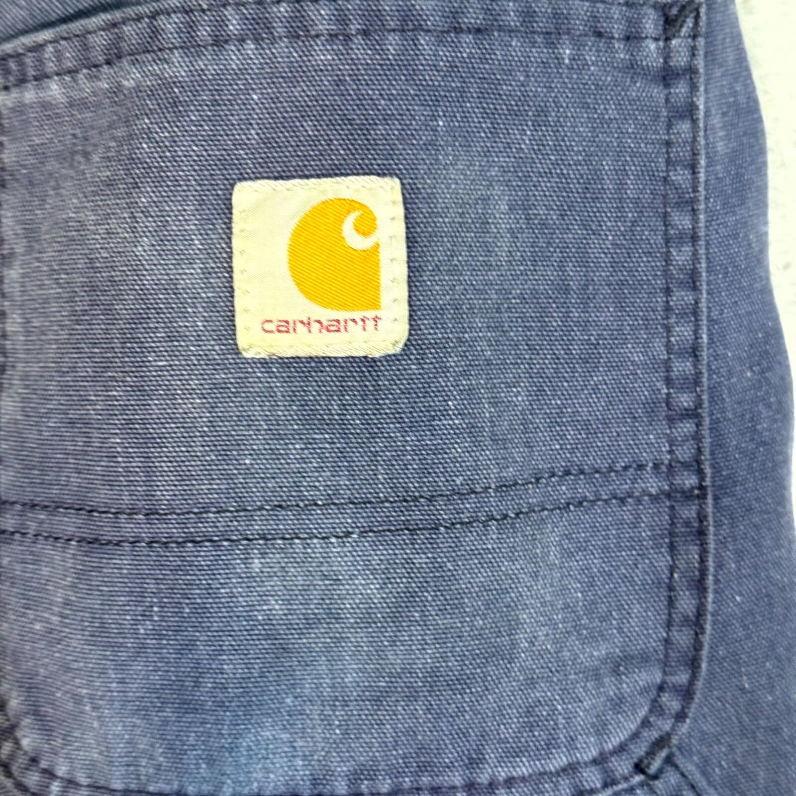 Carhartt 383-20 Dungaree Pants Mens 38x32 Navy Canvas Carpenter Workwear - Thumbnail 4