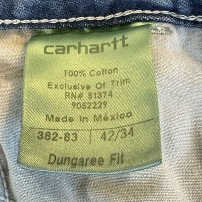 Carhartt Jeans Mens 42x34 Blue Dungaree Fit Workwear Denim Pants (42x34) - Thumbnail 6
