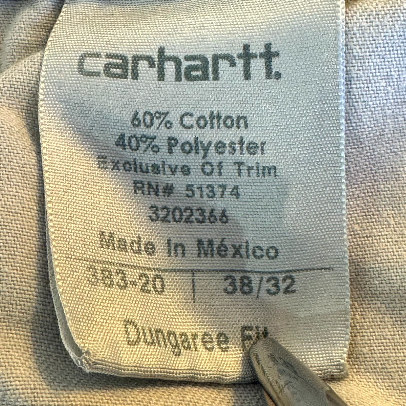 Carhartt 383-20 Dungaree Pants Mens 38x32 Navy Canvas Carpenter Workwear - Thumbnail 6