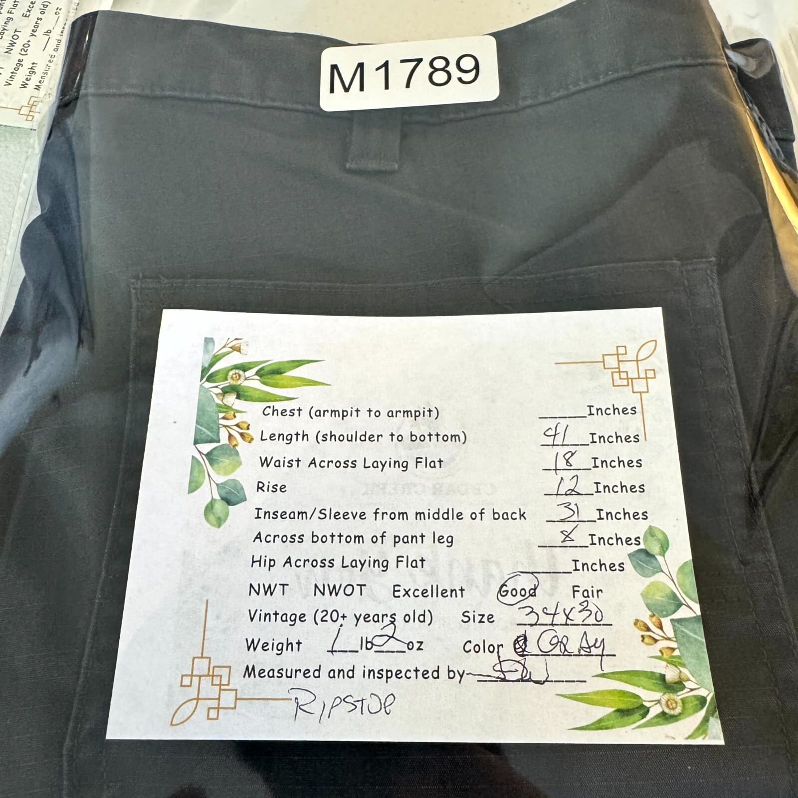 Carhartt 74533-33 Pants Mens 34x32 Gray Ripstop Relaxed Fit Workwear - Thumbnail 8