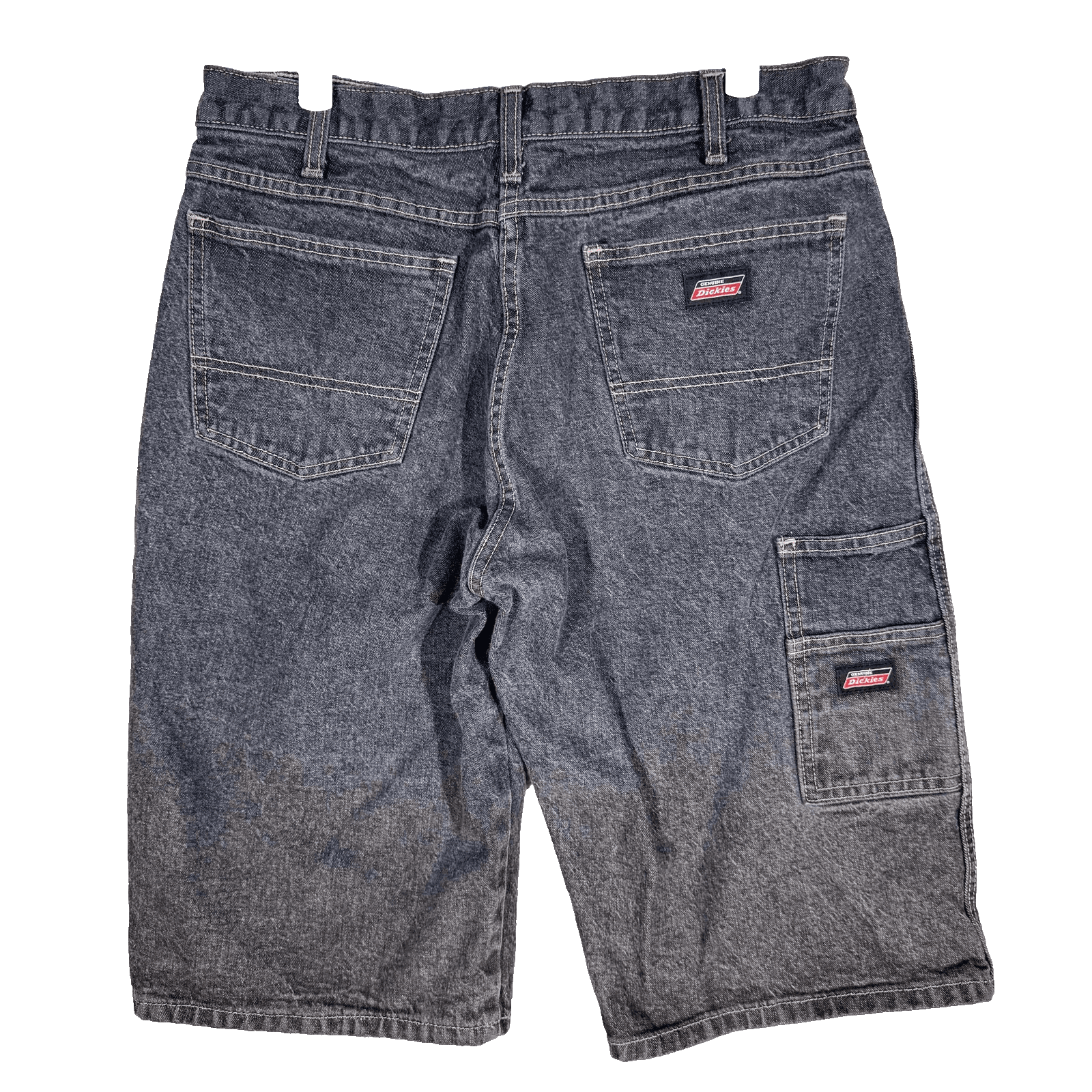 Dickies Carpenter Shorts Mens 32 Gray Denim Workwear Utility Pockets Relaxed - Thumbnail 2