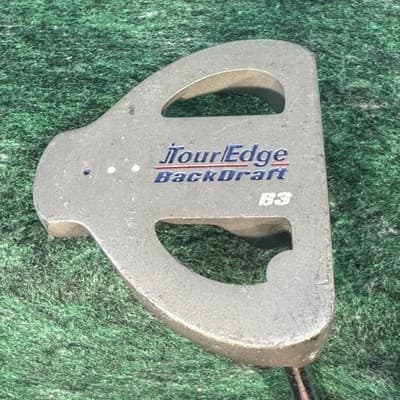 Tour Edge BackDraft B3 Mallet Putter Junior RH Steel Shaft Gold Blue Golf Club - Image 1