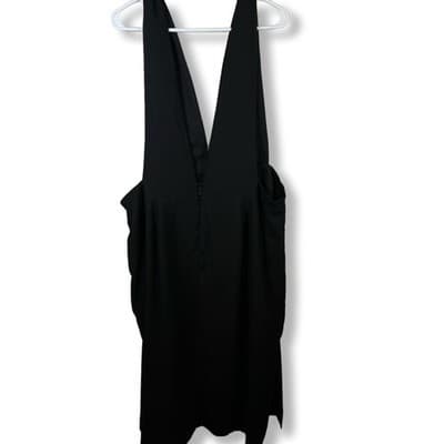 City Chic Plus Size Black Overall Dress Dual Front Slits Adjustable Straps Women - Image 1