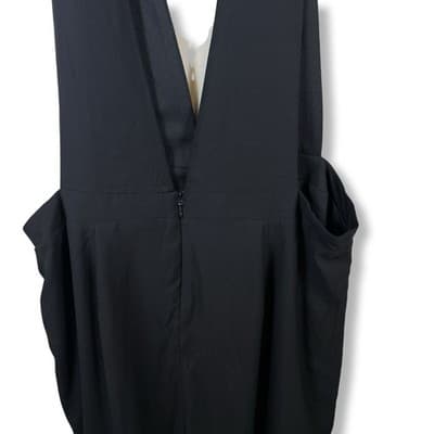 City Chic Plus Size Black Overall Dress Dual Front Slits Adjustable Straps Women - Thumbnail 3