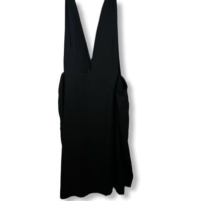 City Chic Plus Size Black Overall Dress Dual Front Slits Adjustable Straps Women - Thumbnail 2