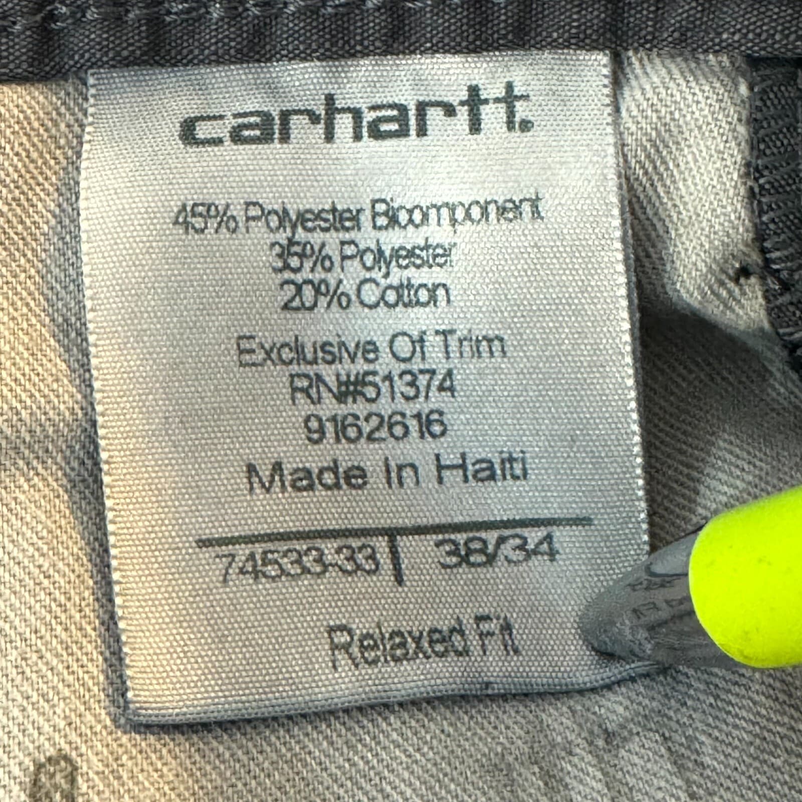 Carhartt 74533-33 Pants Mens 38x34 Gray Ripstop Relaxed Fit Workwear - Thumbnail 7