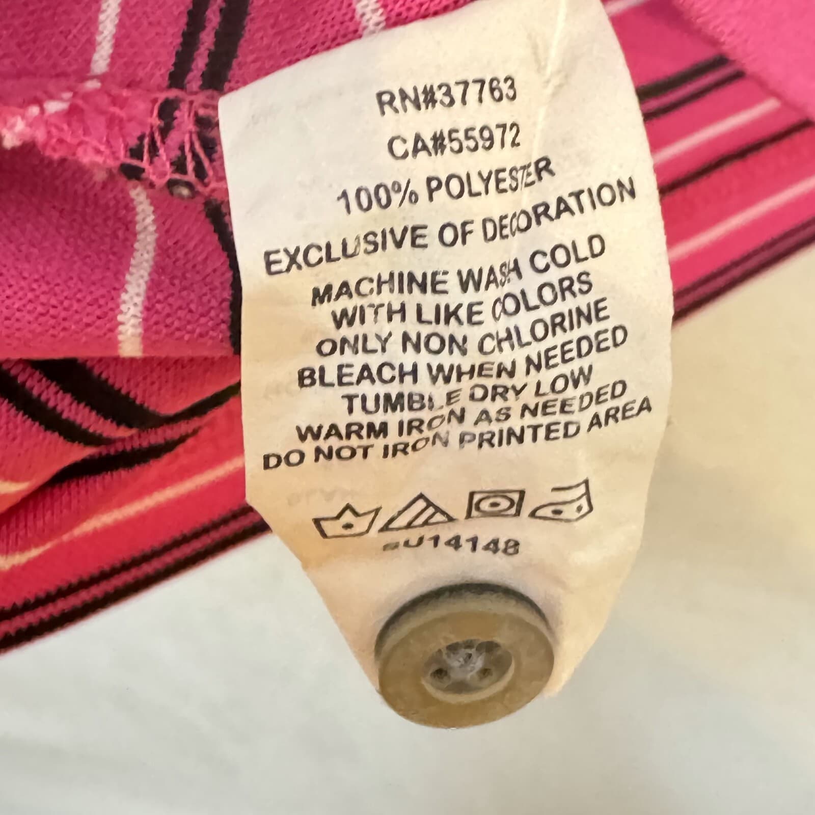 PGA Tour Men's Polo Shirt XL Pink/Black Stripe Golf 3-Button Short Sleeve M86 - Thumbnail 9