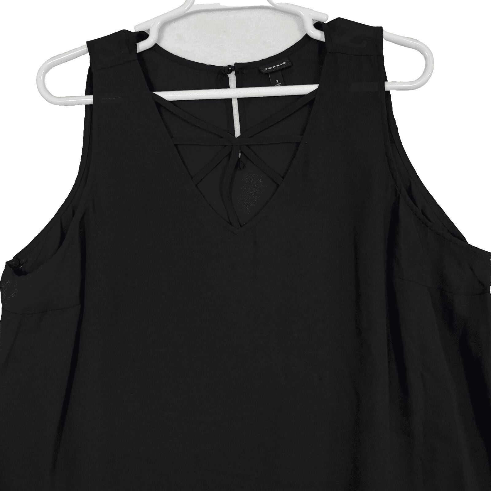 Torrid Tank Top Women’s 3 Black Georgette Strappy V-Neck 100% Polyester W 324 - Thumbnail 3