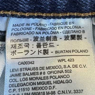 Levis 501 Jeans Mens 36x30 Blue Button Fly Straight Leg Denim Made Poland - Thumbnail 5