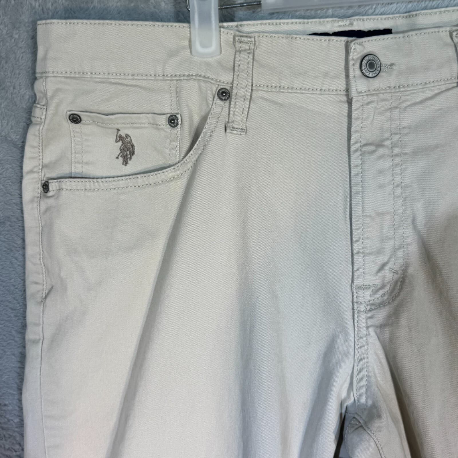 US Polo Assn Jeans Mens 38x30 Beige Straight Leg Mid Rise Stretch Denim - Thumbnail 3