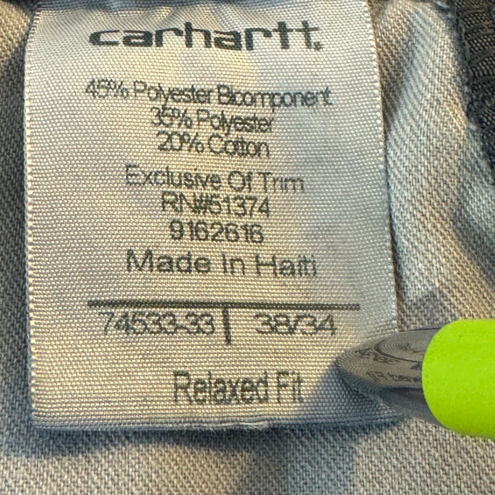 Carhartt 74533-33 Pants Mens 38x32 Gray Ripstop Relaxed Fit Workwear - Thumbnail 7