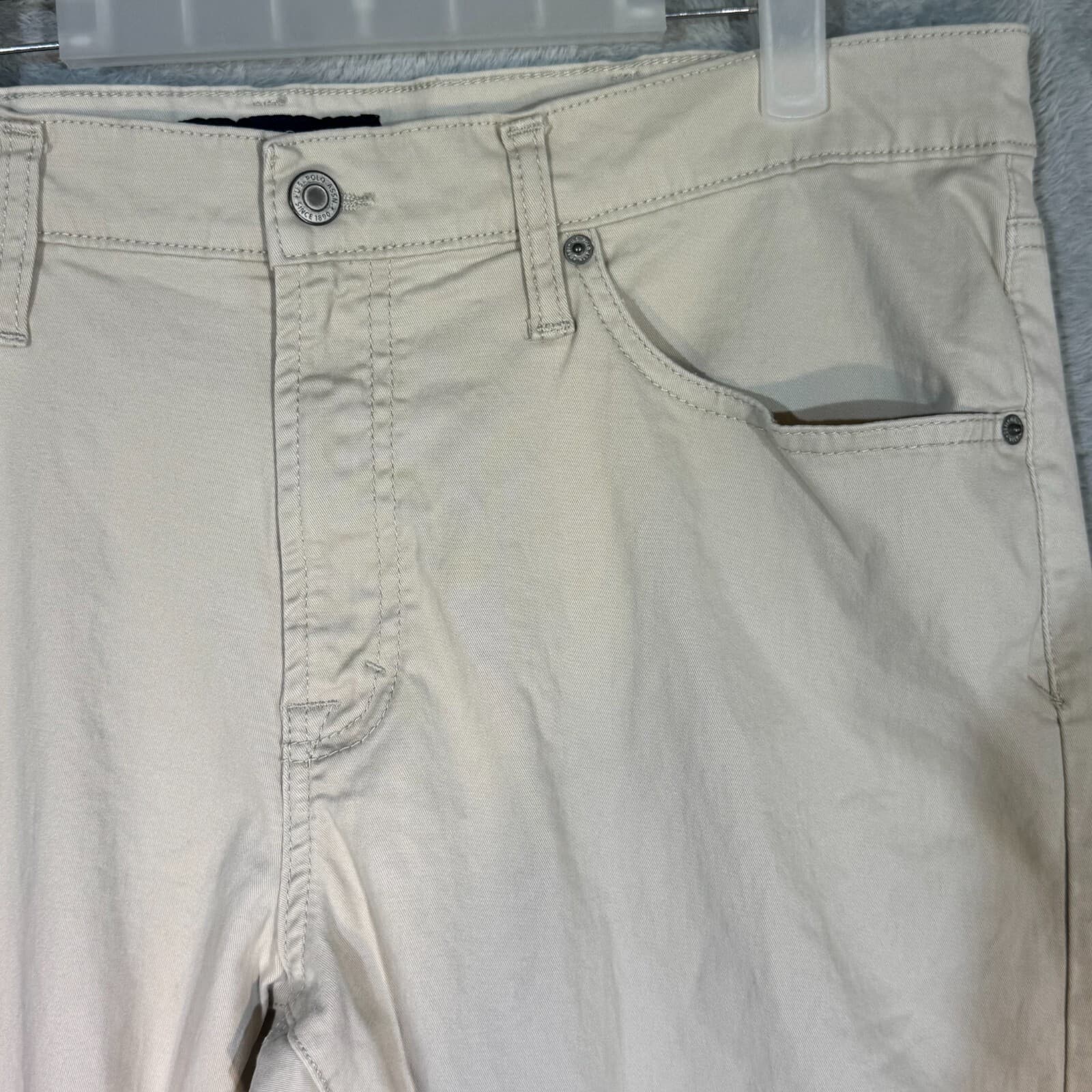 US Polo Assn Jeans Mens 38x30 Beige Straight Leg Mid Rise Stretch Denim - Thumbnail 4