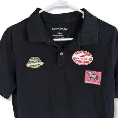 Banana Republic Men’s Black Short Sleeve Pullover Shirt Size S Travel Pat M 34 - Thumbnail 3