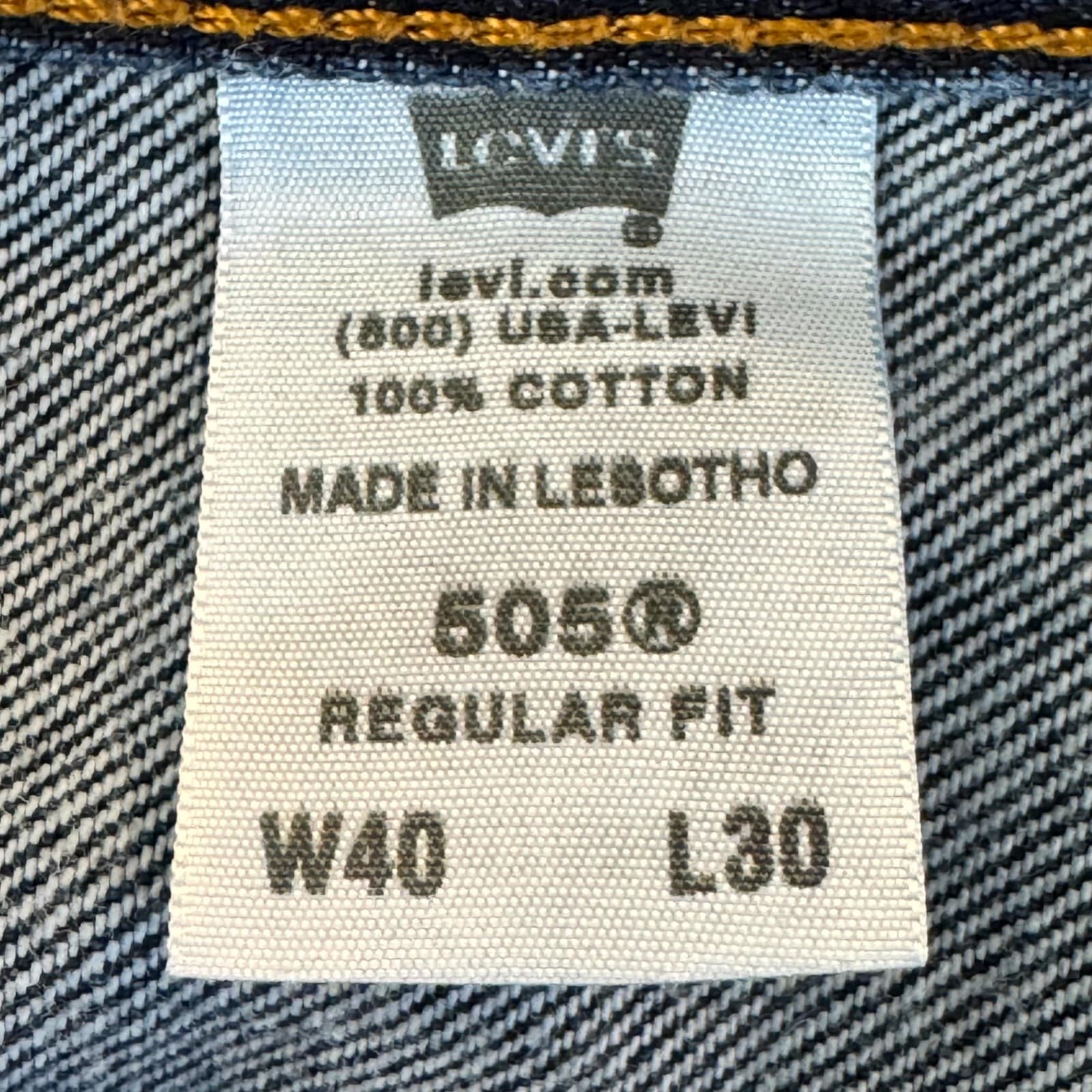 Levis 505 Jeans Mens 40x30 Blue Denim Regular Fit Straight Leg Classic - Thumbnail 4