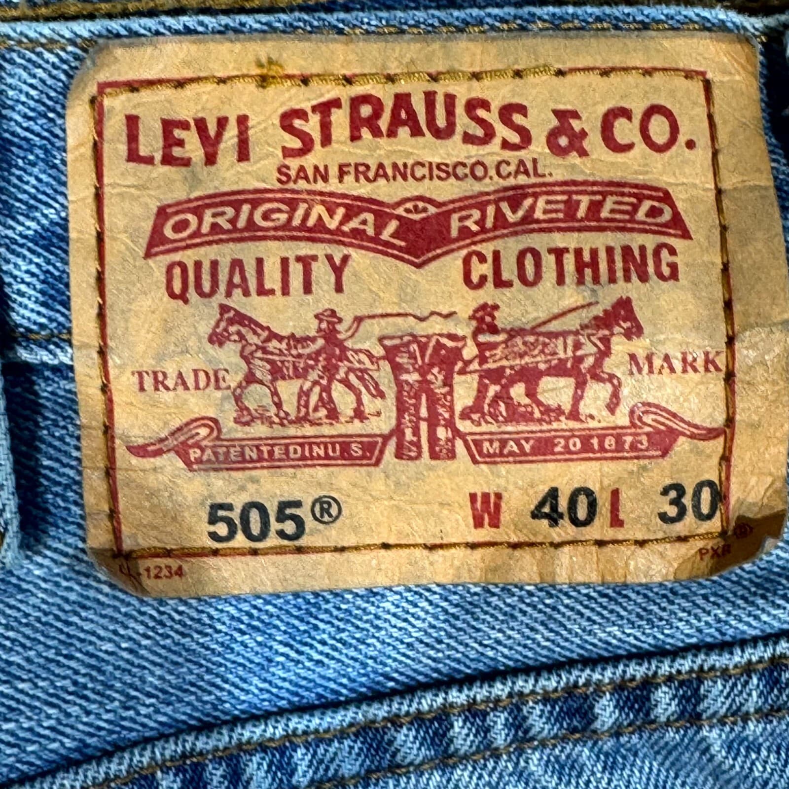 Levis 505 Jeans Mens 40x30 Blue Denim Regular Fit Straight Leg Classic - Thumbnail 3