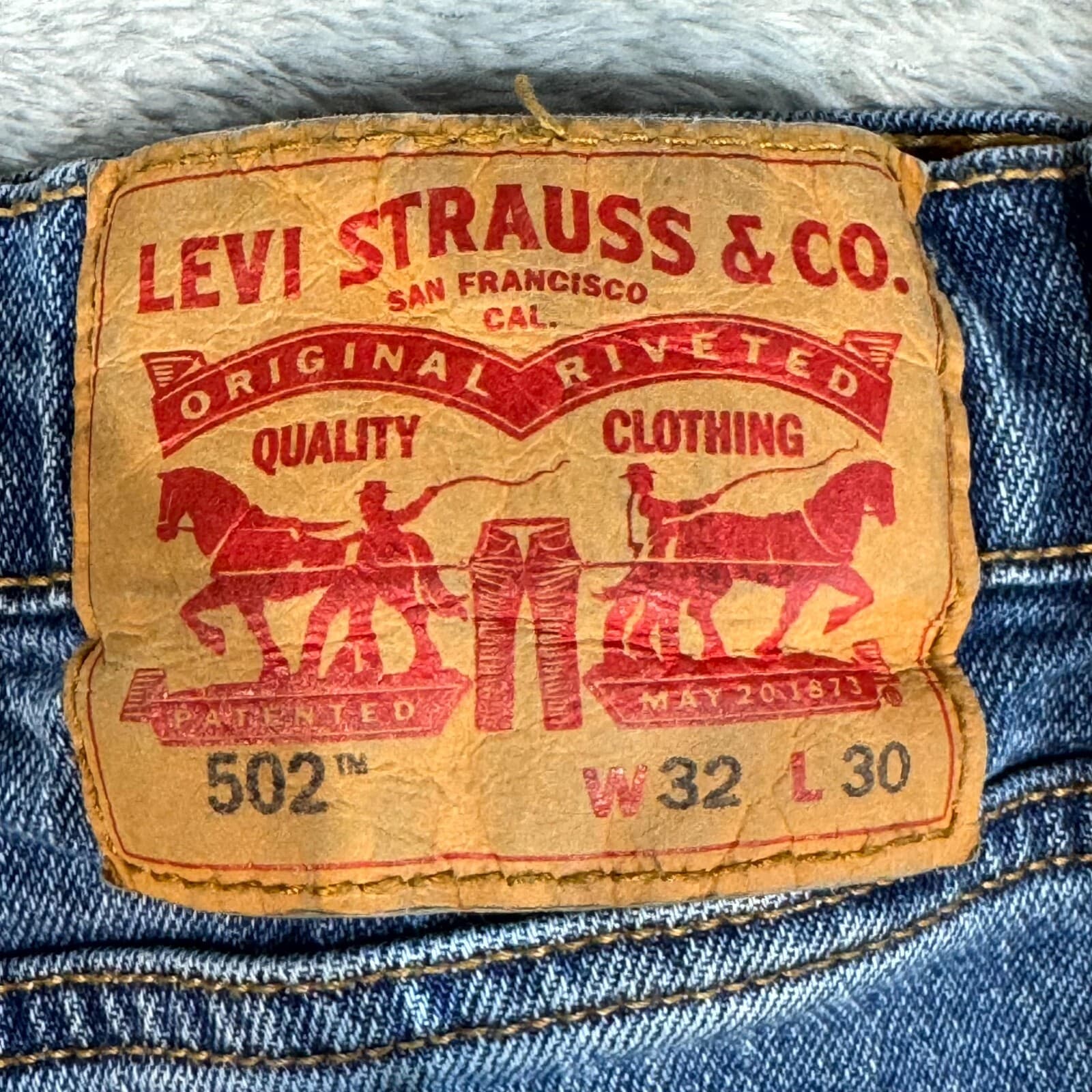 Levis 502 Jeans Mens 32x30 Blue Denim Tapered Straight Stretch Mid Rise - Thumbnail 3