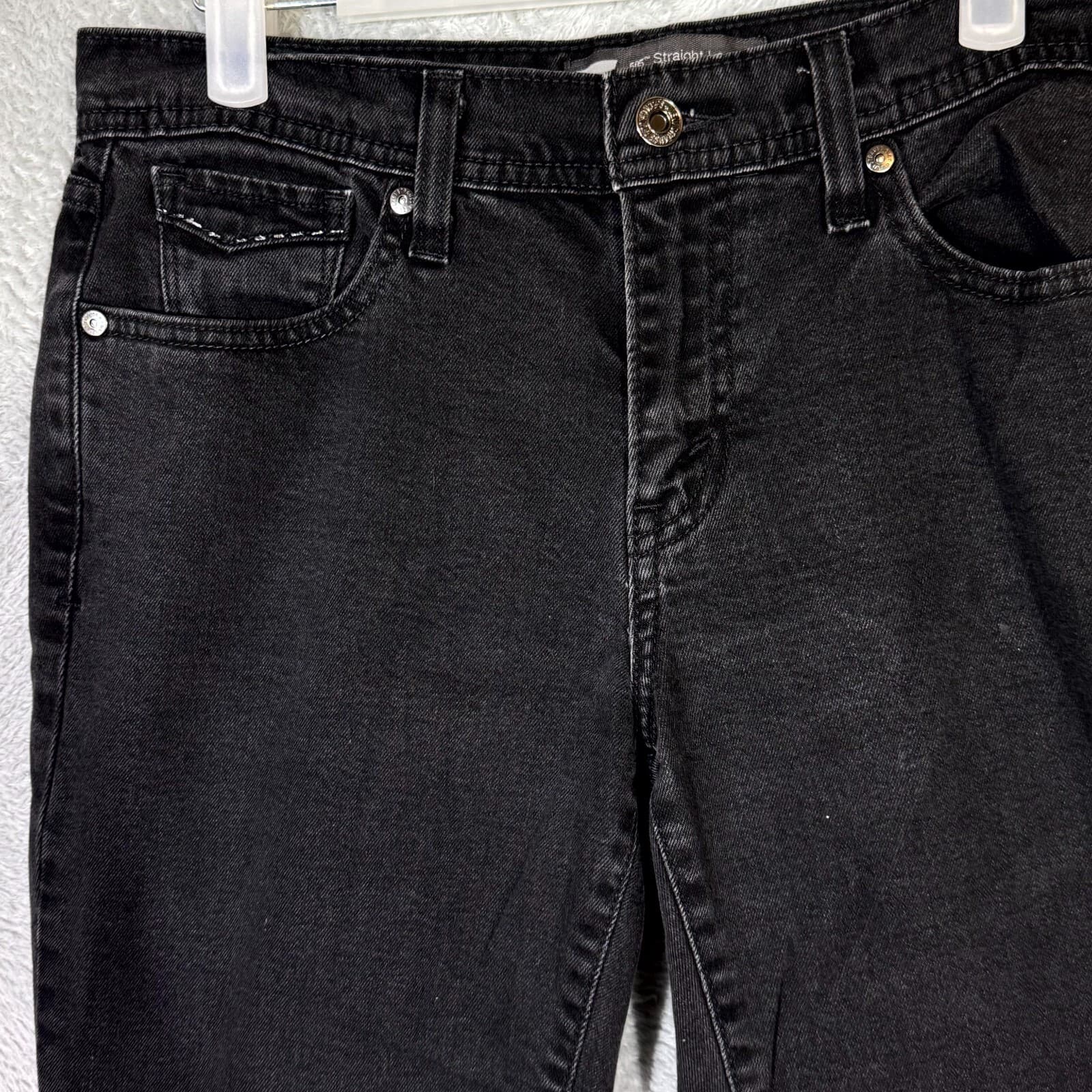 Levi’s 505 Womens Jeans Size 18 Black Denim Dark Wash Mid Rise Straight Leg - Thumbnail 3