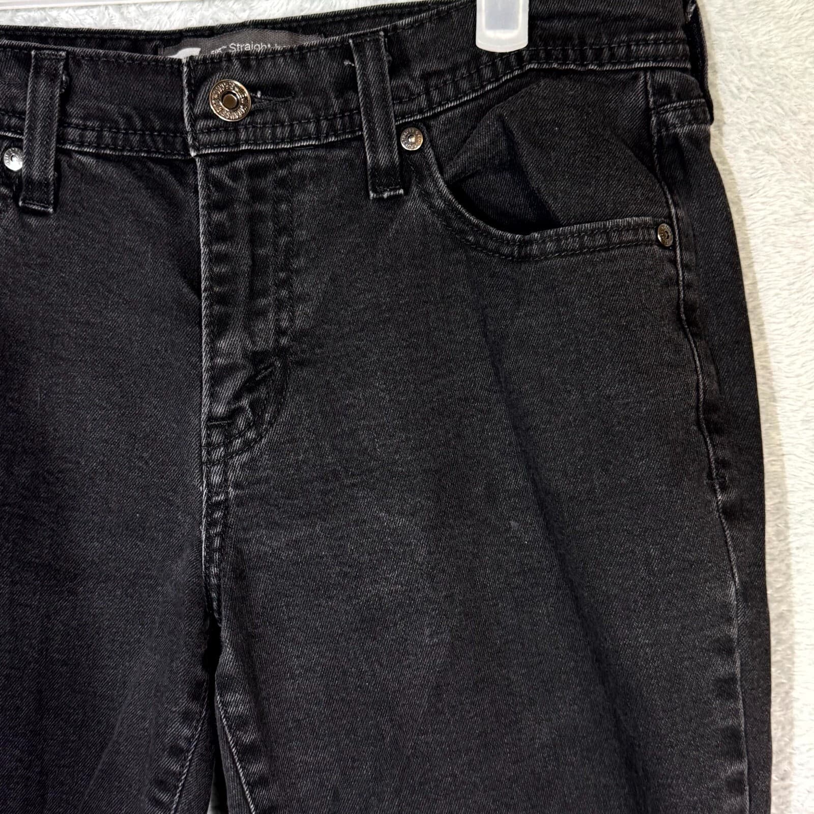 Levi’s 505 Womens Jeans Size 18 Black Denim Dark Wash Mid Rise Straight Leg - Thumbnail 4