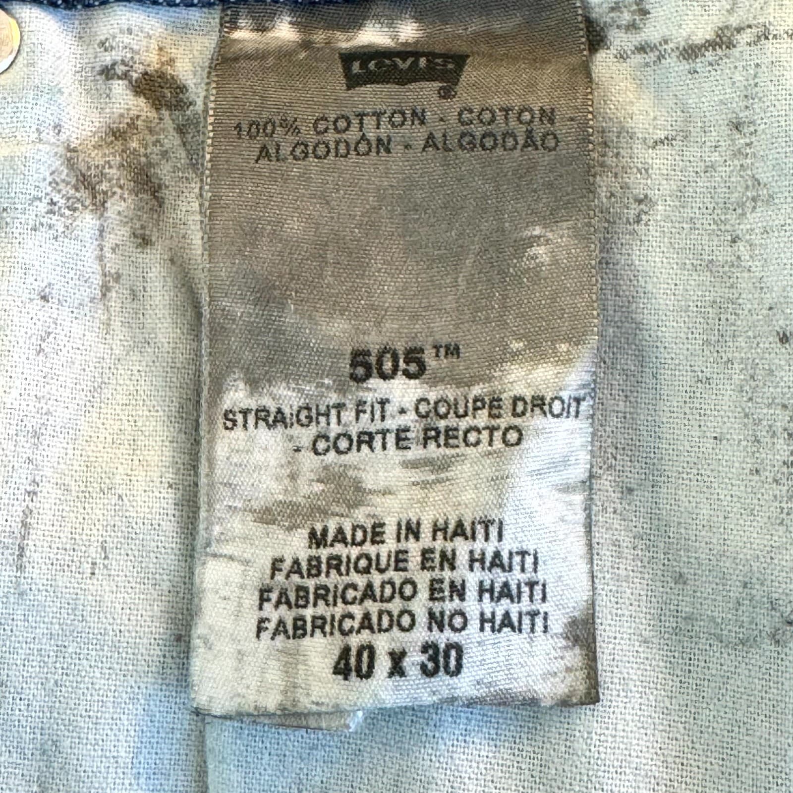 Levis 505 Jeans Mens 40x30 Blue Denim Straight Leg Regular Fit Workwear - Thumbnail 4