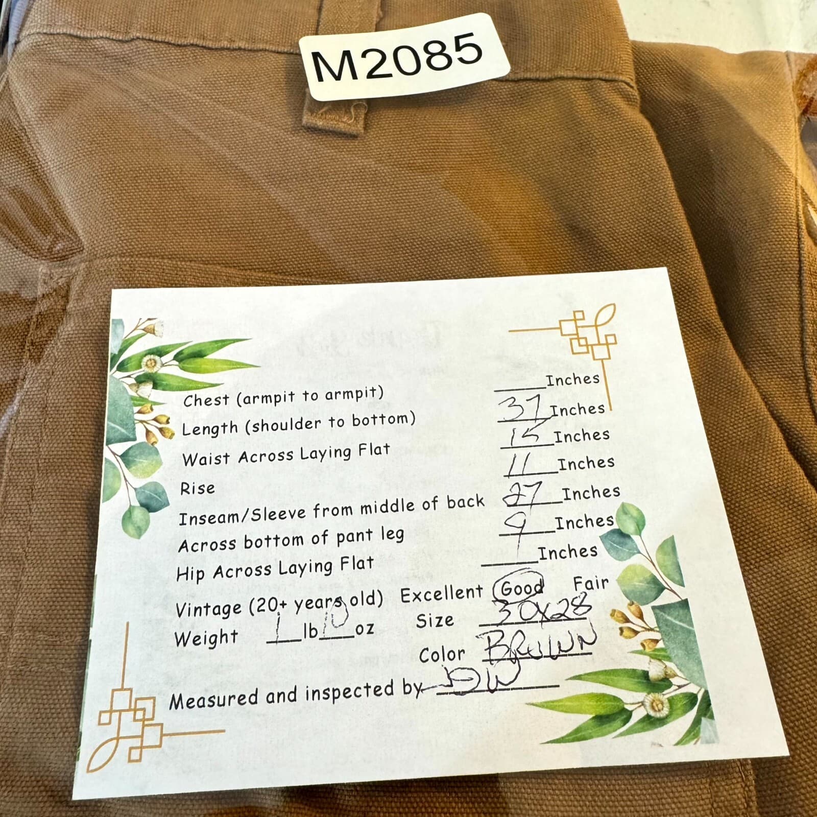 Carhartt Dungaree Fit Pants Mens 30x28 Brown Carpenter Workwear Utility Pocket - Thumbnail 8