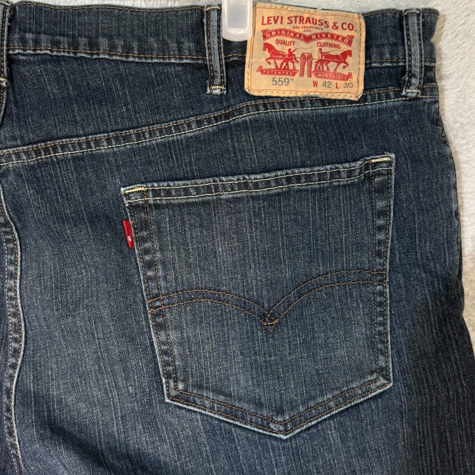 Levi’s 559 Mens Jeans 42x30 Blue Denim High Rise Straight Leg 100% Cotton - Thumbnail 7