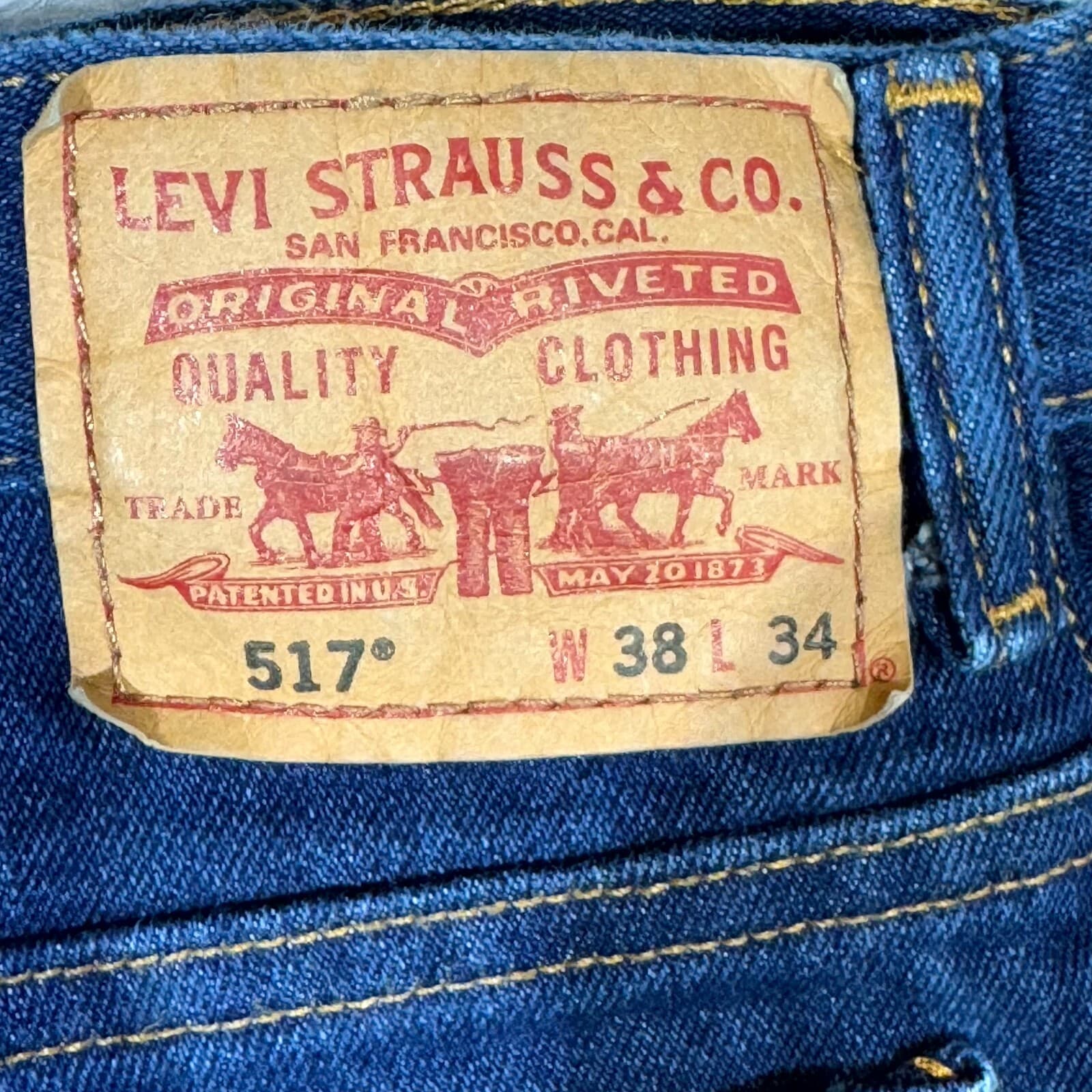 Levi’s 517 Men’s Jeans 38×34 Blue Denim Medium Wash High-Rise Bootcut Excellent - Thumbnail 9