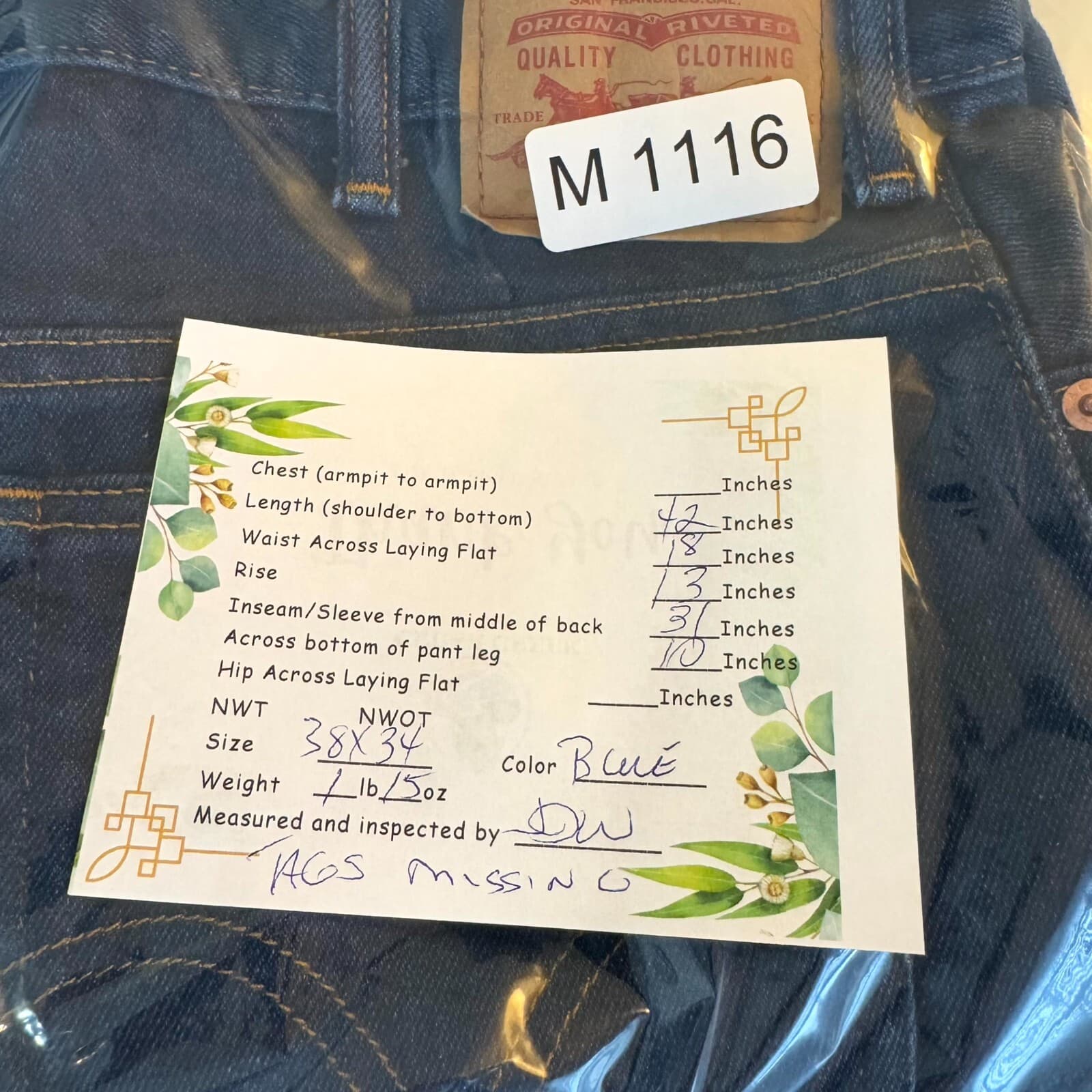 Levi’s 517 Men’s Jeans 38×34 Blue Denim Medium Wash High-Rise Bootcut Excellent - Thumbnail 11