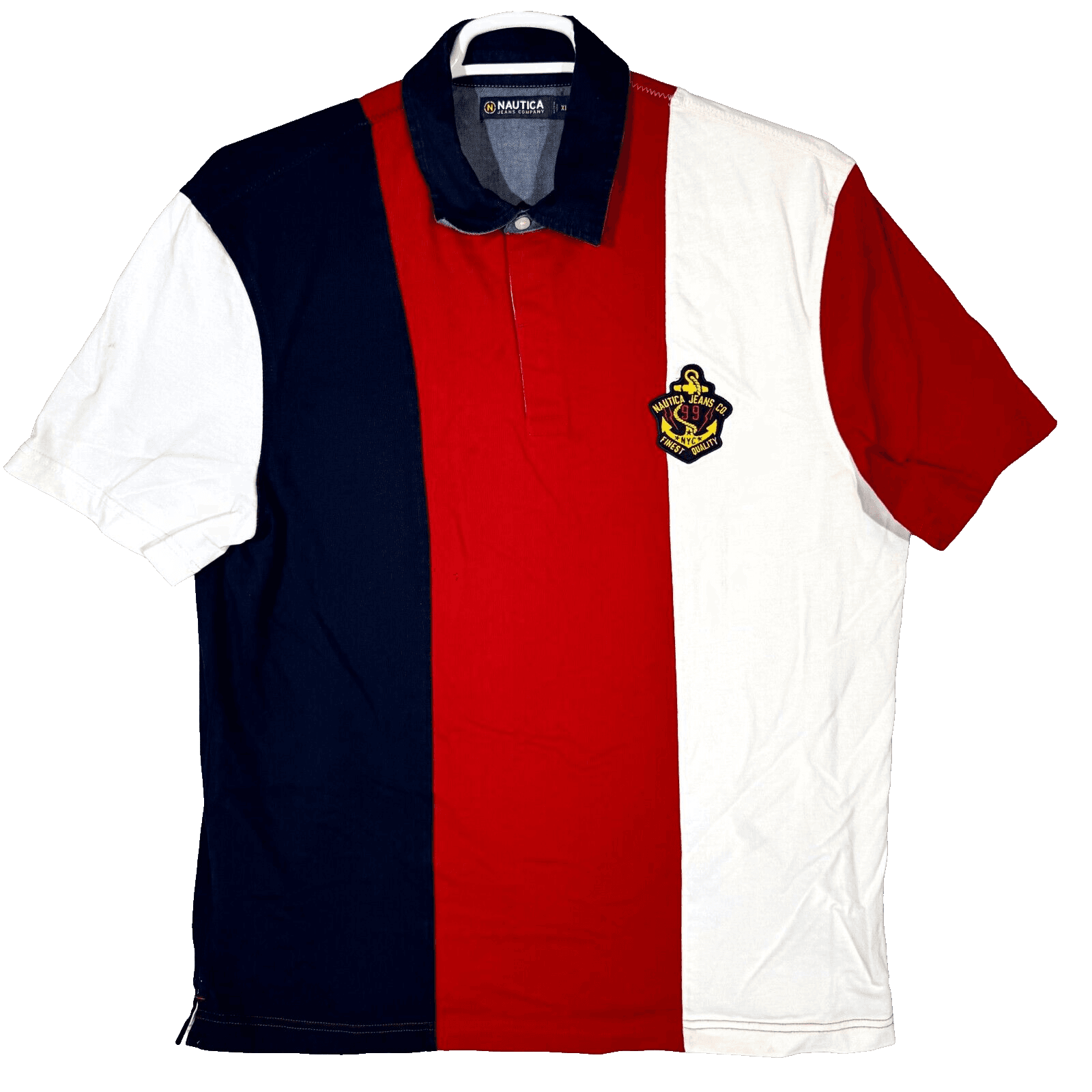 Nautica Jeans Co Men’s Polo Shirt XL Multicolor Stripe 100% Cotton Casual - Image 1