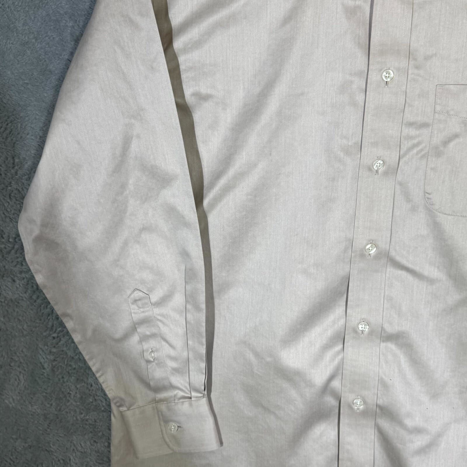 Gold Label Men’s Dress Shirt 16/34 Tan 100% Cotton Fitted Career Formal - Thumbnail 3