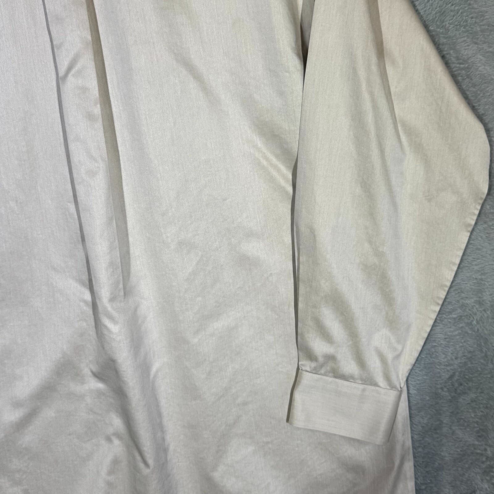 Gold Label Men’s Dress Shirt 16/34 Tan 100% Cotton Fitted Career Formal - Thumbnail 12