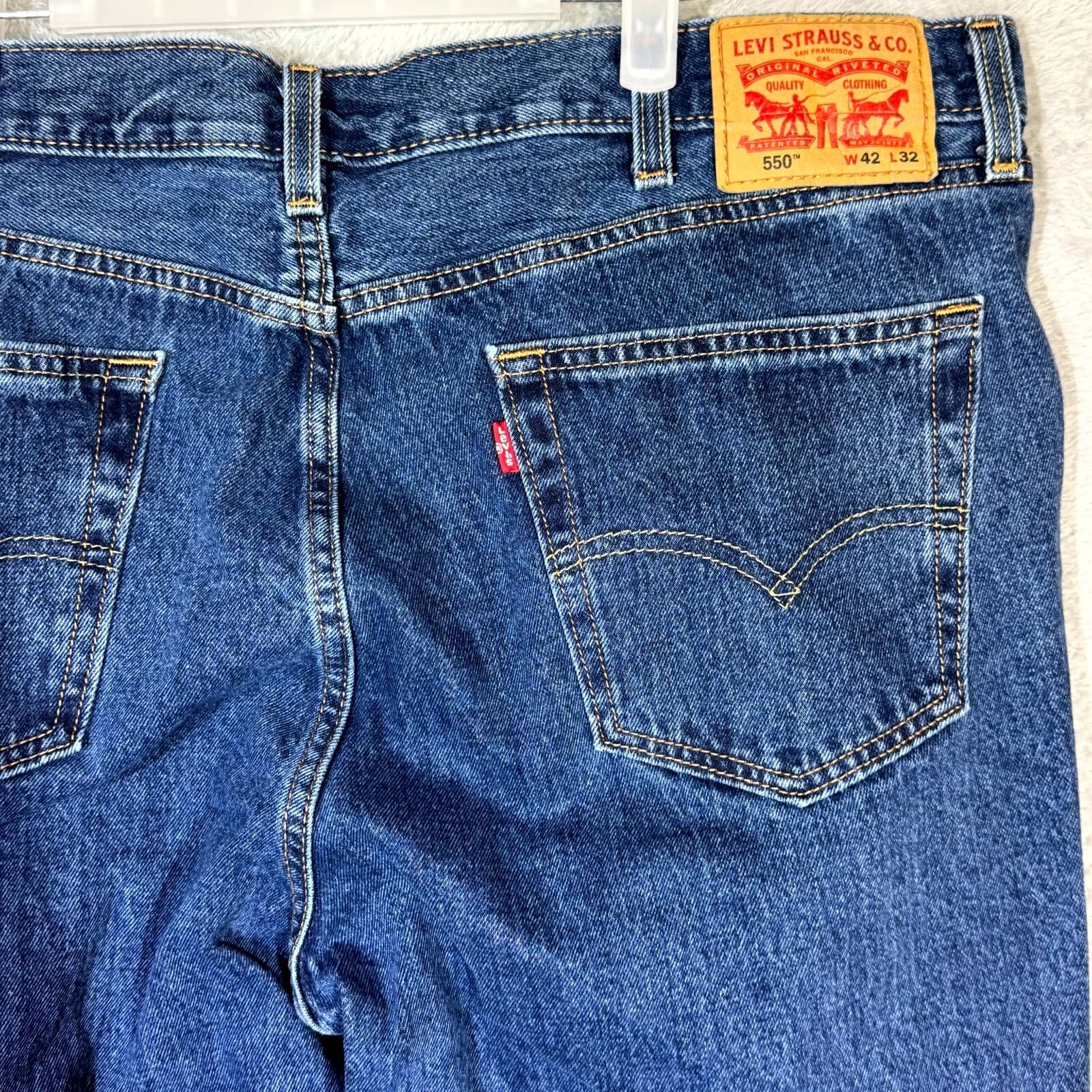 Levi’s 550 Mens Jeans 42x32 Blue Denim Relaxed Fit Mid Rise Straight Leg - Thumbnail 7