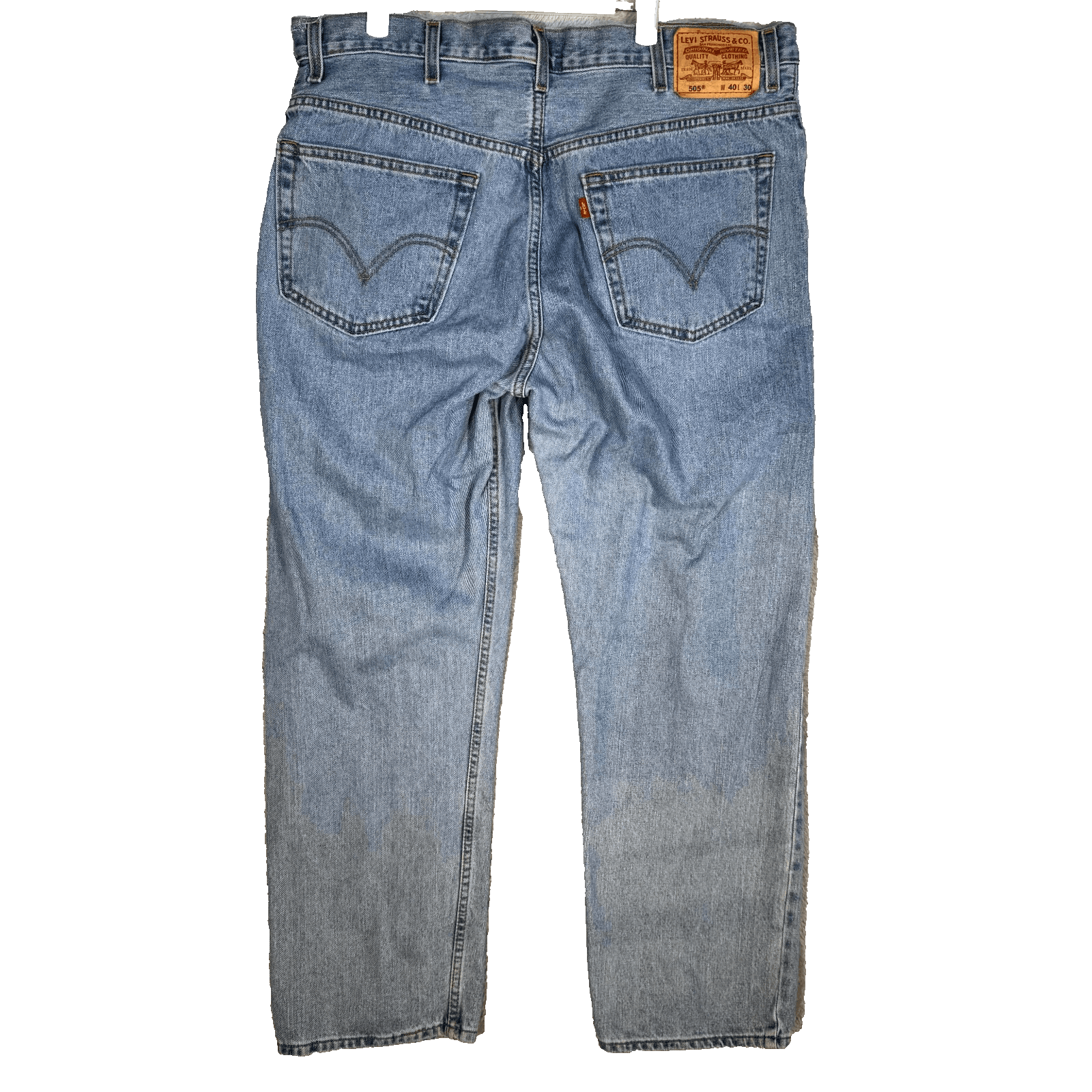 Levis 505 Jeans Mens 40x30 Blue Denim Regular Fit Straight Leg Classic - Thumbnail 2