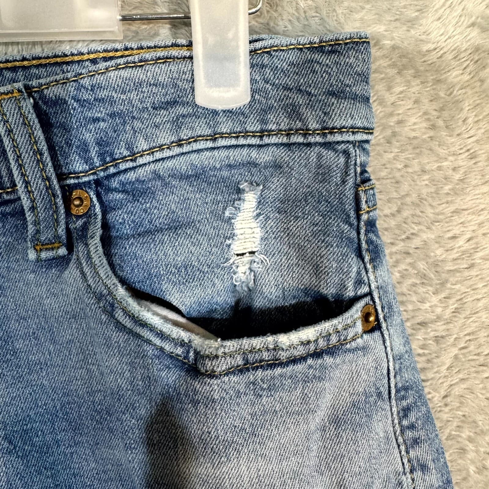 Levis 512 Jeans Mens 30x30 Blue Denim Stretch Slim Tapered Distressed - Thumbnail 6