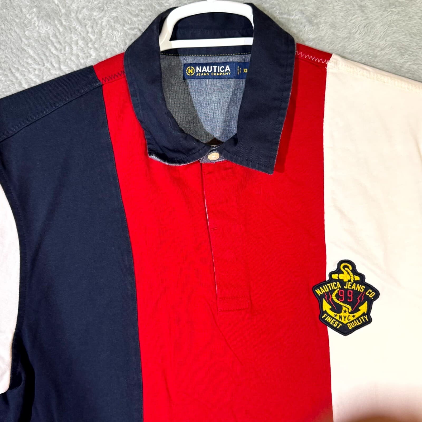 Nautica Jeans Co Men’s Polo Shirt XL Multicolor Stripe 100% Cotton Casual - Thumbnail 4