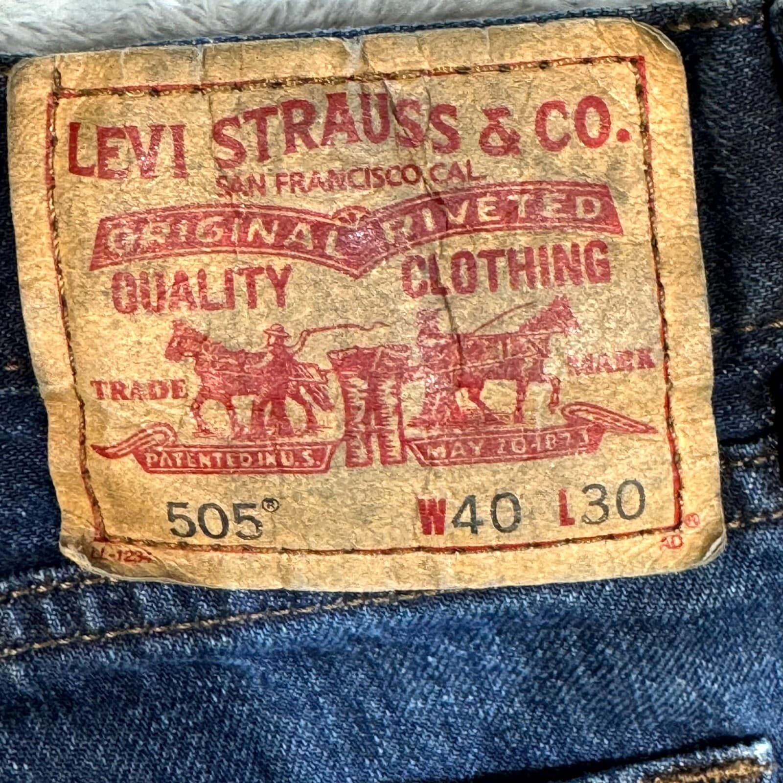 Levis 505 Jeans Mens 40x30 Blue Denim Straight Leg Regular Fit Workwear - Thumbnail 3
